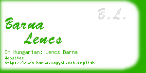 barna lencs business card